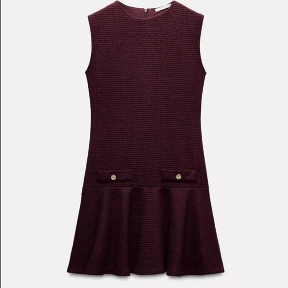 Zara Deep Burgundy Mini Dress - Picture 2 of 4